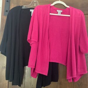 E926- Catherines Hot Pink & Black Sz. 2X NWOT Sweater Topper